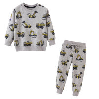 Jumping Meters New Arrival Excavators Autumn Spring Boys Clothing Sets Cartoon Kids Outfits Hot Selling Sweatshirts + Pants