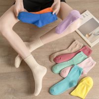 1 Pair New Woman Cotton Socks Men Sock Two Size Solid Color Autumn Spring For Female 39;s Soft Breathable Colorful Girl