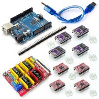 เครื่องแกะสลัก CNC Shield V3 3D Printe + 4pcs DRV8825 หรือ A4988 Driver Expansion Board สําหรับ Arduino + UNO R3 พร้อมสาย USB