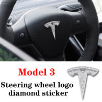 Car Styling Sticker for Tesla Model 3 2018-2022 Steering Wheel Logo Emblem Badge Diamond Decoration Stickers Accessories