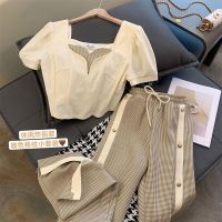 COD Xiaoxiang Style Suit Womens Summer 2023 New Fashion Western Style Fashionable Sports Wide Leg Pants Two-piece Suit Exquisite Western Style