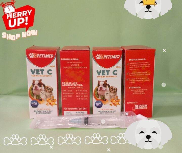 PETSMED Vet C Sodium Ascorbate 60ML w/ FREE SYRINGE Lazada PH