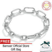 BAMOER สร้อยข้อมือกระดาษรูปหัวใจ2สีเครื่องประดับเงิน925สำหรับผู้หญิง BSB076