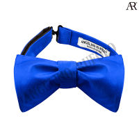 ANGELINO RUFOLO Bow Tie Tying(โบว์หูกระต่ายแบบผูกเอง) ผ้าไหมทออิตาลี่คุณภาพเยี่ยม ดีไซน์ Plain สีน้ำเงิน/สีกรมท่า/สีแดง/สีเลือดหมู/สีเทา