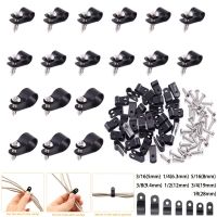 50pcs Black Nylon R shape Cable Clamp With Self-tapping screw Electrical Hose Loop Fixer Plastic cord Ties organizer holder