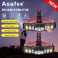 Super bright cost-effective headlights Asasfee 811/811S power display/sensing model, multiple light sources built-in battery press sensing switch 300LM Type-C IPX4 waterproof