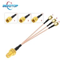 ♕☼ BEVOTOP SMA Female Bulkhead to 3 SMA Male Plug 1 to 3 Splitter Adapter RG178 Pigtail Jumper WIFI Antenna Extension Cable