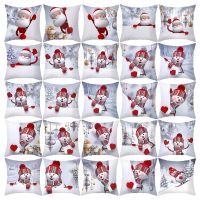 Christmas Pillow Covers Silver Merry Xmas Decoration Smile Snowman Pillowcase Sofa Home Bedroom Living Room Ornaments