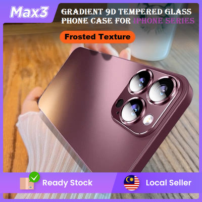 Max 3 เคสโทรศัพท์กระจกนิรภัย 9D ไล่โทนสี หรูหรา สําหรับ iPhone 14 13 12 11 Pro Max พร้อมตัวป้องกันเลนส์ แบบแข็ง