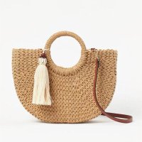 2021Fashion Womens Straw Hand-woven Messenger Bags Bohemian Shoulder Bag 2021 Summer New Moon Shape Seaside Resort Women Tote Bag