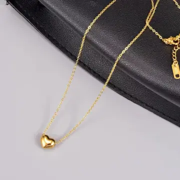 Fashion Woman 18k Gold Plated Stainless Steel Heart Charm Love Chain  Necklace