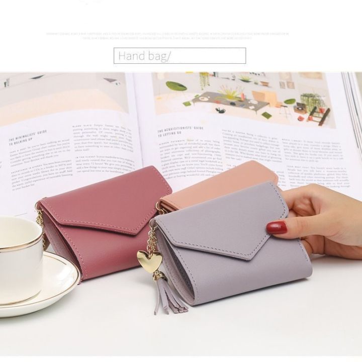 women-mini-tassel-pendant-wallet-card-holder-fresh-pink-coin-purse