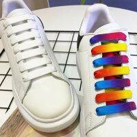 1Pair 130/140cm Colored Creative Sports Laces Rainbow Shoelace Gradient Womens Casual Shoelace Wide And Thick Flat Shoelace