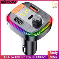 [Car Light]KKmoon ตัวรับสัญญาณวิทยุบลูทูธ FM Tran-Smitter ในรถยนต์ MP3ที่ชาร์จในรถ PD/USB รองรับการโทรแบบแฮนด์ฟรี TF Card/USB Disk หน้าจอแสดงแรงดันไฟฟ้า