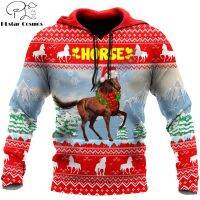 Horse Christmas 3D Printed Fashion Hoodies Merry Christmas Men Sweatshirt Unisex Zip Pullover Casual Jacket Tracksuit DW0260