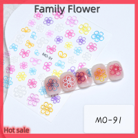 Family Flower Flash Sale สติกเกอร์3D สีสลักลายดาวดอกไม้ Y2K สาวๆเล็บสติกเกอร์น่ารักรูปลอกแบบมีกาวในตัวเลื่อนตัดตกแต่งเล็บ