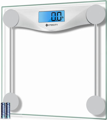 Etekcity Bathroom Scale for Body Weight, Digital Weighing Machine for People, Accurate &amp; Large LCD Backlight Display, 6mm Tempered Glass, 400 lbs Non Smart Silver