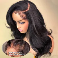 4C Edges Baby Hair Lace Wig 13X4 Body Wave Lace Front Human Hair Wigs For Women Most Natural Hairline Remy Glueless Closure Wig