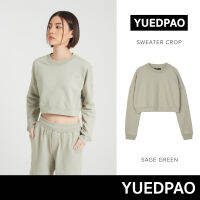 Yuedpao ยอดขาย No.1 รับประกันไม่ย้วย 2 ปี sweater  เสื้อยืดเปล่า เสื้อยืดสีพื้น เสื้อยืดSweater crop สี Sage green