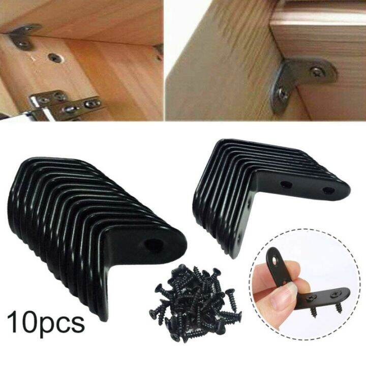 10pcs-black-l-shaped-brackets-stainless-steel-right-angle-bracket-support-iron-wardrobes-cabinet-joint-furniture-hardware