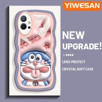 YIWESAN เคสสำหรับ VIVO Y55S 2023เคสลายการ์ตูนดาวสีชมพูโดราเอมอนขอบคลื่นกันกระแทกแบบใสนิ่มเคสมือถือโปร่งใสลายกล้องถ่ายรูปฝาครอบป้องกันซิลิกาเจล