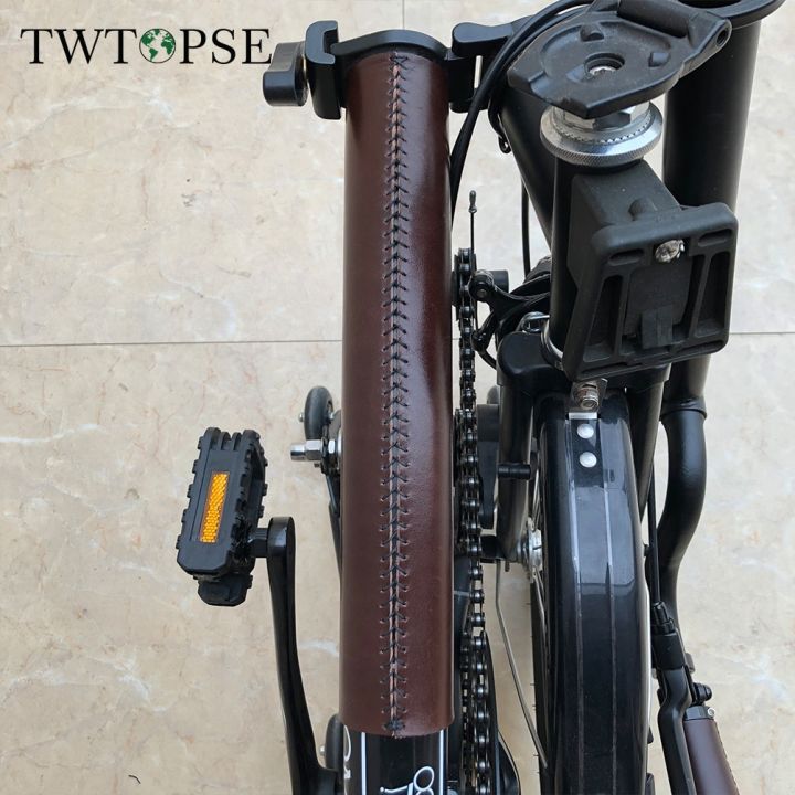 twtopse-ที่คลุมป้องกันจักรยานหนังวัวทำมือสำหรับโบรมป์ตันพับได้โครงจักรยานกระเป๋าจักรยานหย่อนได้อย่างรวดเร็ว