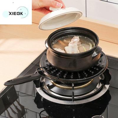 XIEGK Pratical tical สีดำสีดำ ของใช้ในครัวเรือน เครื่องแบบทำความร้อน พร้อมที่จับ ป้องกันเกรียม อุปกรณ์สำหรับเตาแก๊ส แผ่นนำความร้อน เครื่องมือในครัว แผ่นความร้อนเคลือบ