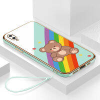 เคสsamsung m02 กรอบสีทองชุบด้วยไฟฟ้า รวมทุกอย่าง ฝาหลัง วัสดุ TPU ป้องกันการหล่น ป้องกันการชนกัน กันน้ำ สายรัดข้อมือการ์ตูนน่ารัก เคสโทรศัพท์มือถือ