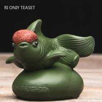 Yixing Purple Clay Tea Pet Fish Model Statue Ornaments Chinese Handmade Sculpture Tea Figurine Craft Home Tea Set Decoration Art