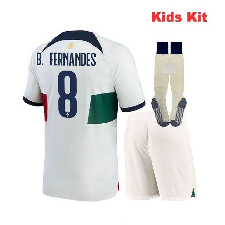 2022-2023-portugal-away-kids-kit-football-shirt-world-cup-national-team-top-qualit-top-and-shorts-set-soccer-jersey-with-patch-socks