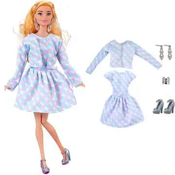 NK Official Cute Dress Outfit Pink Skirt Fashion Shirt Casual Wear Blue  Dress for Barbie Doll Clothes Accessories Toy
