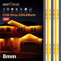 5m or 10m/lot COB LED Strip 320LEDs High Density Flexible 24V RA90 COB LED Lights Warm Nature Cool White Linear Dimmable 8mm