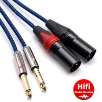 AA Dual 6.35Mm 1/4 TS Mono Jack To 2 XLR 3-Pin Male Audio  For Mixer Console Amplifier XLR To 1/4 Shielded Cords 1M 2M 3M 5M