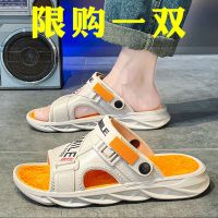 【Hot Sale】 Internet celebrity super hot slippers mens summer outdoor non-slip soft bottom beach sandals for teenagers tide brand sports