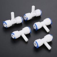 5Pc Reverse Osmosis Aquarium System Coupling T Shape Tee 1/4 OD Hose To 1/4 Pipe RO Water Plastic Pipe Fitting Quick Connector