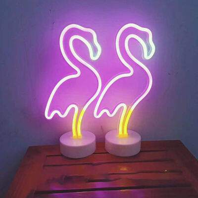 Flamingo LED Lights Neon Light Sign Bedroom Decor Neon Sign Night Lamp for Rooms Wall Art Bar Party USB or Battery Powered