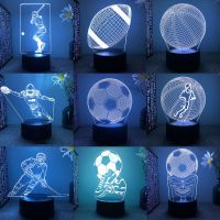 Football Basketball Baseball Ice Hockey 3d Led Lamp For Bedroom Rugby Field Hockey Night Lights DecorationChildrens Gift Night Lights