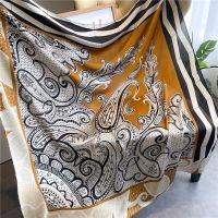 【CC】✗❏  Luxury Brand 110cmx110cm  Fashion Large Shawl Bandana Designer Silk Scarf Wrap Hijabs Headscarf Foulard