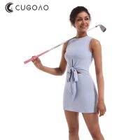 CUGOAO Fahion Fake Two Pieces Golf Dress Suit with Shorts for Women Solid Sleeveless Tennis Skorts Female Ftiness Sportswear Set