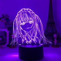 อะนิเมะ3d โคมไฟวันที่สด Kurumi Tokisaki LED ไฟกลางคืนสำหรับประดับห้องกลางคืนของขวัญวันเกิดมังงะวันที่สดแสงนีออน