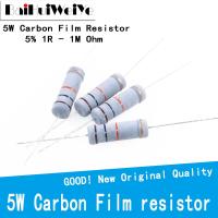 【JH】 10Pcs 5W Carbon Film Resistor 5 1R 1M 2.2R 10R 22R 47R 51R 100R 150R 470R 1K 4.7K 10K 47K 1 2.2 10 22 47 51 150 470 Ohm