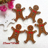 New year decorative material 50pcs Gingerbread Man wood buttons Christmas decorative buttons scrapbook craft diy materials Haberdashery