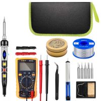 [2023 New Upgrade Black]80W 220V Digital Soldering Iron Kit Electric Soldering Iron With On-Off Switch And Multimeter Soldering Iron Timah