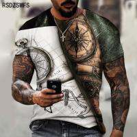 2021 New Mens Summer 3D Printed Compass T-Shirt Hip-Hop Style Large Size T-Shirt Cross Style Short Sleeve Clothing XXS-5XL