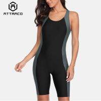 【TAKU Swimsuit】 Attraco Women S One Piece Sports Swimwear Pro Sports Swimsuit Boyleg Beach Wear Colorblock Racerback ชุดว่ายน้ำบิกินี่