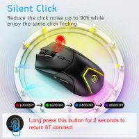 HXSJ T40 Wireless Mouse 2.4G+BT5.1+BT5.1 USB Triple Modes 4000DPI Mouse With 7 RGB Light Gaming Mouse For PC Computer Notebook