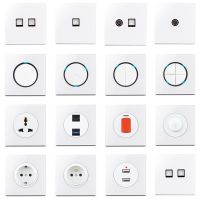 ⊙❏ 1 2 3 4 Gang 1 2 Way Home Power Light Switch ON / OFF Button Switch Lamp Light USB EU FR France Socket Glass Panel