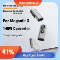 HONEYDEWD คอนเนคเตอร์ ตัวแปลง Type-C ตัวเมียเป็น MagSafe 3 แล็ปท็อป 140วัตต์ค่ะ ปลั๊กชาร์จ PD ความเร็วสูงความเร็วสูง 5A 28V อะแดปเตอร์แม่เหล็ก USB-C สำหรับ MacBook Air/Pro MacBook air/pro