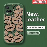 JIUMOO เคสสำหรับ Vivo Y21 2021 Y21s Y21t Y33t Y33s T1x 4G เคสเต็มหน้าจอหมีสุขสันต์ดีไซน์ใหม่บางนุ่มหนังเคสโทรศัพท์มีลายกล้องฝาปิดด้านหลังเลนส์เต็มรูปแบบเคสกันกระแทก