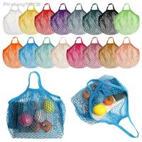 Cotton Mesh Grocery Bags for Vegetable Fruit Reusable String Shopping Bag Storage Handbag Totes Mesh Net Bags Short Handle